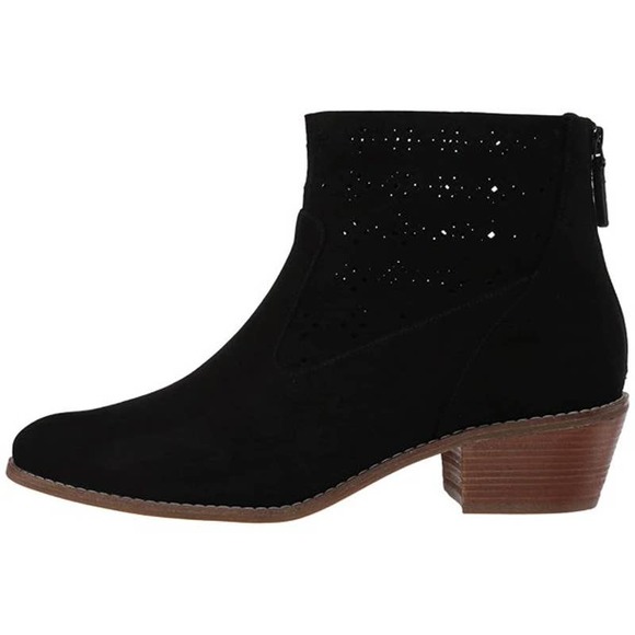 NEW COLE HAAN BLACK SUEDE LASER CUT OUT ANKLE BOOTIE - SIZE 8 - Picture 4 of 11